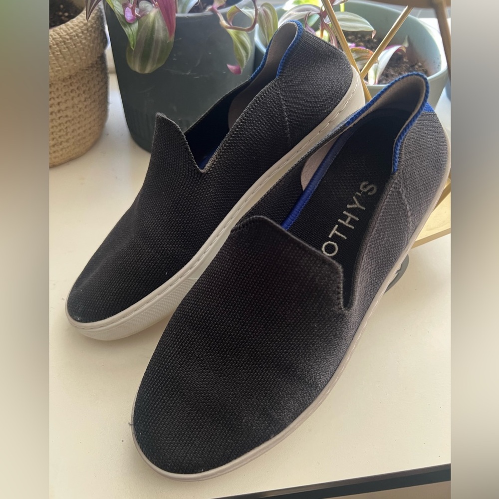 Rothy's Black and Blue Slip-On Sneakers